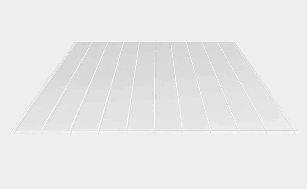 Transparante meerwandige platen, ideaal voor doorschijnende dakbedekkingen, perspectief van onderaf