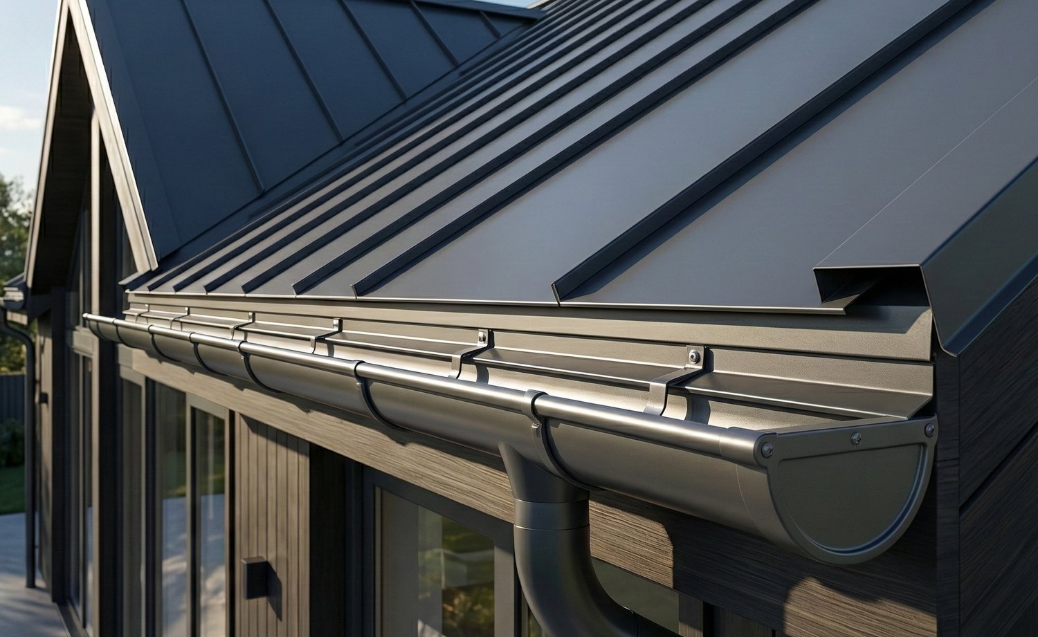 Moderne dakgootsystemen van titaniumzink en gecoat staal