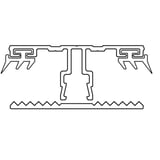 Technische tekening van het A2 afdekprofiel 16 mm met rubberen oplegband en middenprofiel
