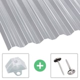 Acrylglas golfplaat 76/18, 1,50 mm, helder, met afstandhouders en plaatschroeven