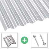 Acrylglas golfplaat 76/18, 3,00 mm, helder, met bevestigingsmateriaal (afstandhouders en schroeven)