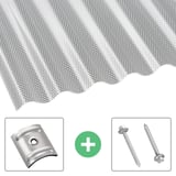 Acrylglas golfplaat 76/18, 3,00 mm, helder, met bevestigingsmateriaal: afstandhouders en schroeven