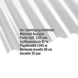 Acrylglas golfplaat 76/18, 3,00 mm, helder, met ingebouwde specificaties