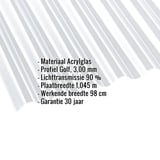 Acrylglas golfplaat 76/18, 3,00 mm, helder, met ingebedde productgegevens