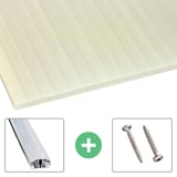 Acrylaat kanaalplaat | 16 mm | Profiel A1 | Voordeelpakket | Plaatbreedte 98 cm | Opaal wit / goud | Breedte 9,13 m | Lengte 2,00 m
