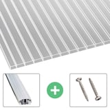 Acrylglas kanaalplaat 16 mm, helder, met aluminium profiel en schroeven als toebehoren