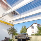 Acrylglas kanaalplaat 16 mm, helder, als terrasoverkapping boven barbecueplaats
