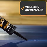 Kit TRANSPARANT koker, detailweergave van de toepassing op een blauw oppervlak