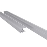 Afwerkprofiel bovenzijde 16 mm van blank aluminium, twee profielen schuin van boven