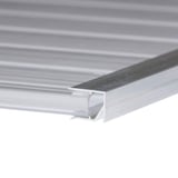 Afsluitprofiel onderzijde van blank aluminium, 16 mm, detailweergave van profielrand