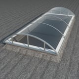 Alumon polycarbonaat lichtkoepel, 10 mm helder, gemonteerd op een grijs dak