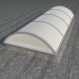 Alumon polycarbonaat lichtplaat opaal wit 10mm, gebogen, op donkere dakondergrond