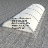 Alumon polycarbonaat lichtkoepel 10mm opaal wit met ingebedde productgegevens