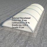 Alumon lichtkoepel van 10 mm polycarbonaat opaal wit, met ingebedde productgegevens