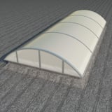 Alumon lichtkoepel van 10 mm polycarbonaat opaal wit, gemonteerd op een plat dak