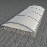 Alumon polycarbonaat lichtstraat 10 mm opaal wit, gebogen, op grijze dakondergrond