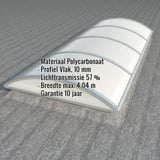 Alumon lichtkoepel van 10 mm polycarbonaat, opaal wit, met ingebedde productgegevens