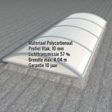 Alumon polycarbonaat lichtplaat 10 mm opaal wit, gebogen, met ingebedde productgegevens