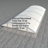 Alumon polycarbonaat lichtplaat opaal wit 10mm, gebogen, met ingebedde specificaties