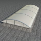 Alumon lichtplaat polycarbonaat opaal wit 10 mm, gebogen, gemonteerd op donkere dakondergrond, hoofdweergave