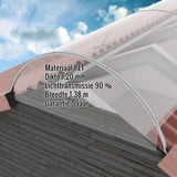 Helder PET lichtstraat 1,20 mm, gebogen, op dak gemonteerd, met ingebedde productgegevens