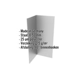Binnenhoek van staal, 0,50 mm, grijs aluminiumkleurig, met ingebedde specificaties