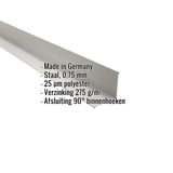 Binnenhoek Zilver-Metallic, 0,75 mm staal, met ingebedde productgegevens