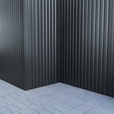 Binnenhoek Antracietgrijs (RAL 7016) gemonteerd op een wandbekleding van damwandplaat