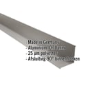 Binnenhoek van grijs aluminium, 0,70 mm, met polyestercoating en ingebedde specificaties