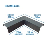 Binnenhoek ISOS van aluminium 1,50 mm in antracietgrijs RAL 7016 met afmetingen 250 mm en 170 mm