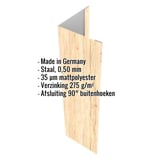 Buitenhoek van staal, esdoorn, 0,50 mm, met matpolyester coating en ingebedde productdetails
