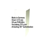 Buitenhoek Grijswit RAL 9002 met 50 µm PURLAK coating, productgegevens weergegeven