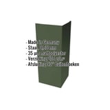 Buitenhoek van staal, matgroen (RAL 6020), 0,50 mm dik, met ingebedde productgegevens