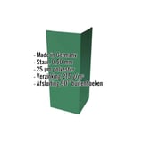 Buitenhoek staal 0,50 mm mintgroen RAL 6029 met 25 µm polyestercoating, specificaties weergegeven