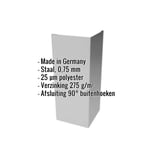 Buitenhoek Zilver-Metallic 0,75 mm met ingebedde hoekgegevens over materiaal en coating