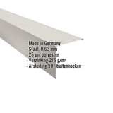 Buitenhoek Grijswit (RAL 9002) van staal, 0,63 mm, met ingebedde productdetails