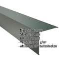 Buitenhoek van staal, mosgroen (RAL 6005), met 60 µm Puramid coating, specificaties weergegeven