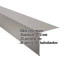 Buitenhoek van grijs aluminium, 0,70 mm, met ingebedde hoekgegevens