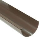Plastmo PVC dakgoot in bruin, hoofdaanzicht van het halfronde profiel