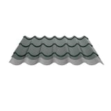 Dakpanplaat 2/1060 anti-condens, aluminium 0,70 mm, mosgroen RAL 6005 met grijze vliescoating onderzijde
