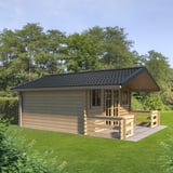 Tuinhuis met dak van dakpanplaat aluminium antracietgrijs RAL 7016, legging