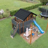 Speelhuis met dak van dakpanplaat aluminium antracietgrijs RAL 7016, legging