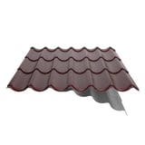 Dakpanplaat Wijnrood (RAL 3005) met anti-condensvlies, detail van de onderzijde