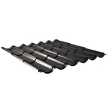 Dakpanplaat 2/1060 Gitzwart (RAL 9005) met 25 µm polyestercoating, hoofdaanzicht