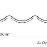 Technische tekening dakpanplaat 2/1060 met afmetingen en anticapillaire groef