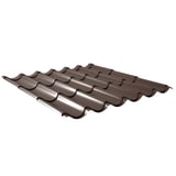 Dakpanplaat 2/1060 Sepiabruin, 0,50 mm, Weckman, hoofdweergave van de profielstructuur