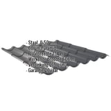 Dakpanplaat 2/1060 antracietgrijs RAL 7016, 0,50 mm, met ingebedde technische gegevens