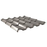 Dakpanplaat EUROPA, 0,50 mm staal, grijs aluminiumkleurig RAL9007, 25 µm polyestercoating, hoofdaanzicht