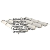 Dakpanplaat EUROPA aluminium Zilver-Metallic met ingebedde specificaties zoals materiaal, dikte en coating