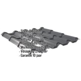 Dakpanplaat EUROPA Antracietgrijs met ingebedde specificaties: staal, 0,63 mm, 25 µm polyester, viltlaag 700 g/m²